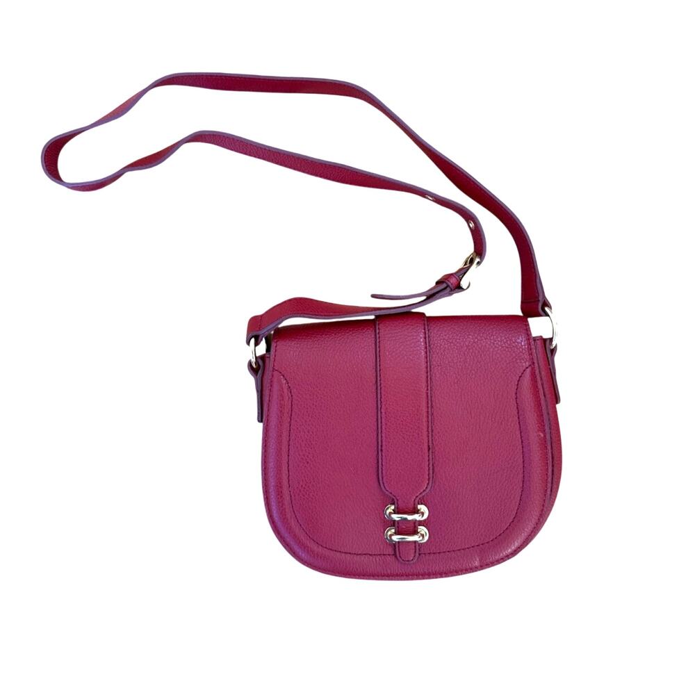 BANANA REPUBLIC Red Leather Saddle Bag Crossbody Purse Minimal CHic